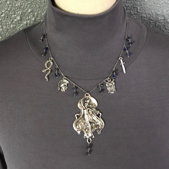 Athena Minerva Greek Roman Goddess Wisdom & War Handmade Necklace, Lapis Lazuli - Picture 7 of 15